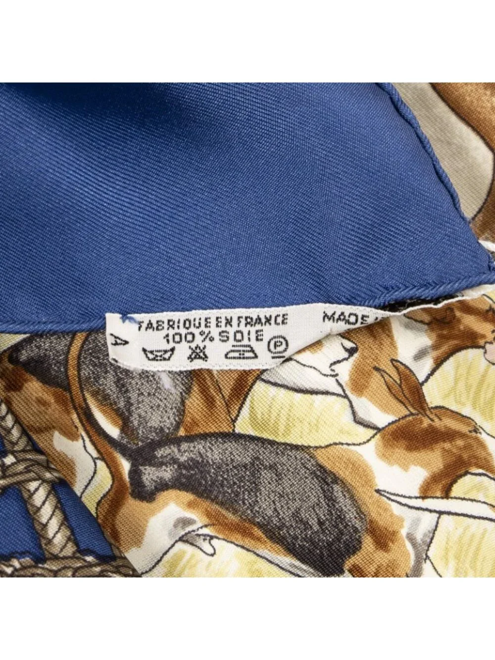 ★SOLD★ Hermes Scarf Navy Brown Yellow Silk - Picture 5 of 5